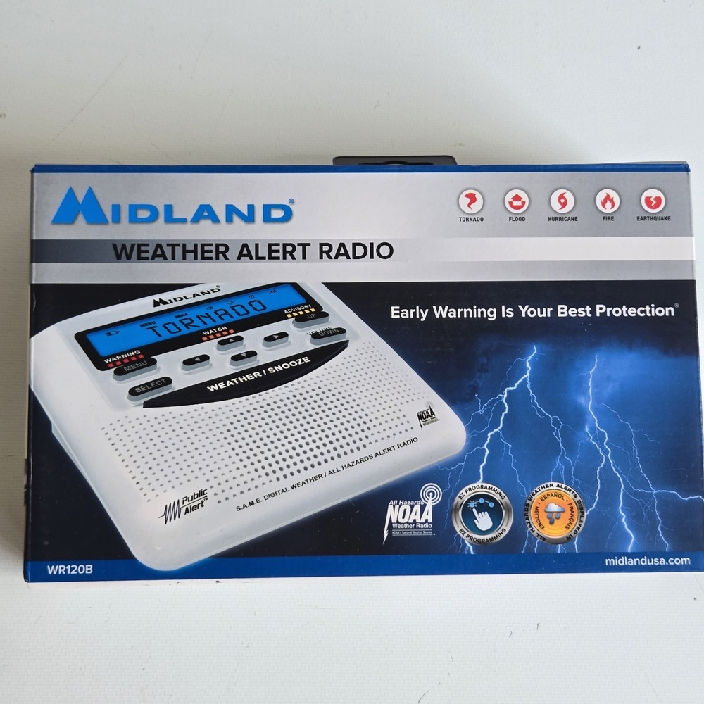 Midland WR120B/WR120EZ NOAA Emergency Weather Alert Radio New Early Warning EUC